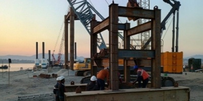 Vertical Steel pile driving preliminary checks and surveys done by technical team and TSSC 