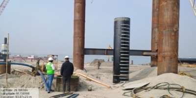 ID2/ P5 steel pile driven and preparations for steel pile ID2/P3 driving is in process 