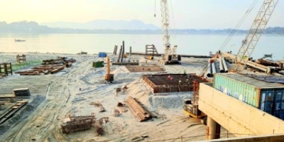 Steel pile driving at Land mode at GGG Ghat